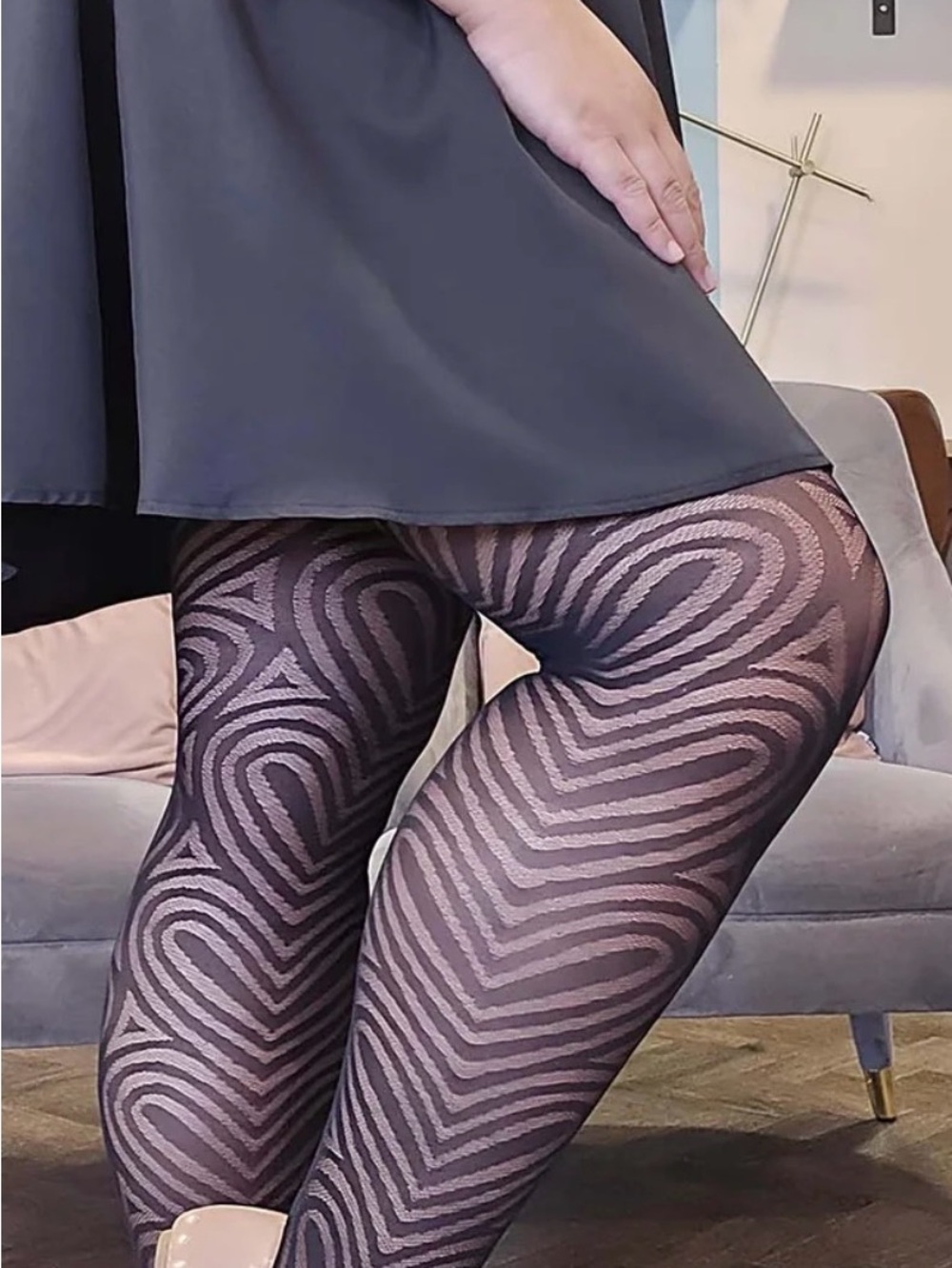 NWT Snag Tights Heart to Heart Patterned Tights Size D